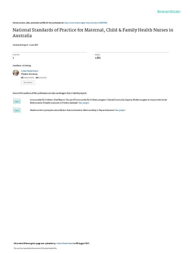 National Standards of Practice For Maternal, Child & Family Health