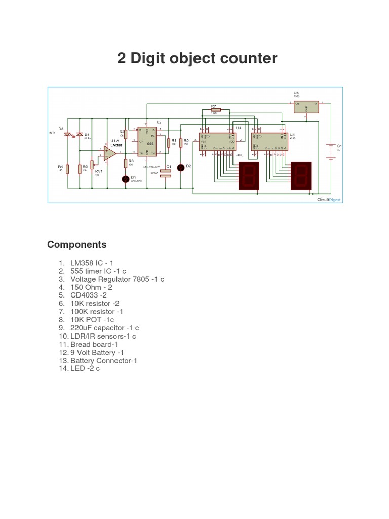 2-Digit Object Counter Circuit Design | PDF