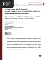 La Historia en El Cine: La Dicotomía Orden/transgresión en La Película Hidalgo. La Historia Jamás Contada, de Antonio Serrano.