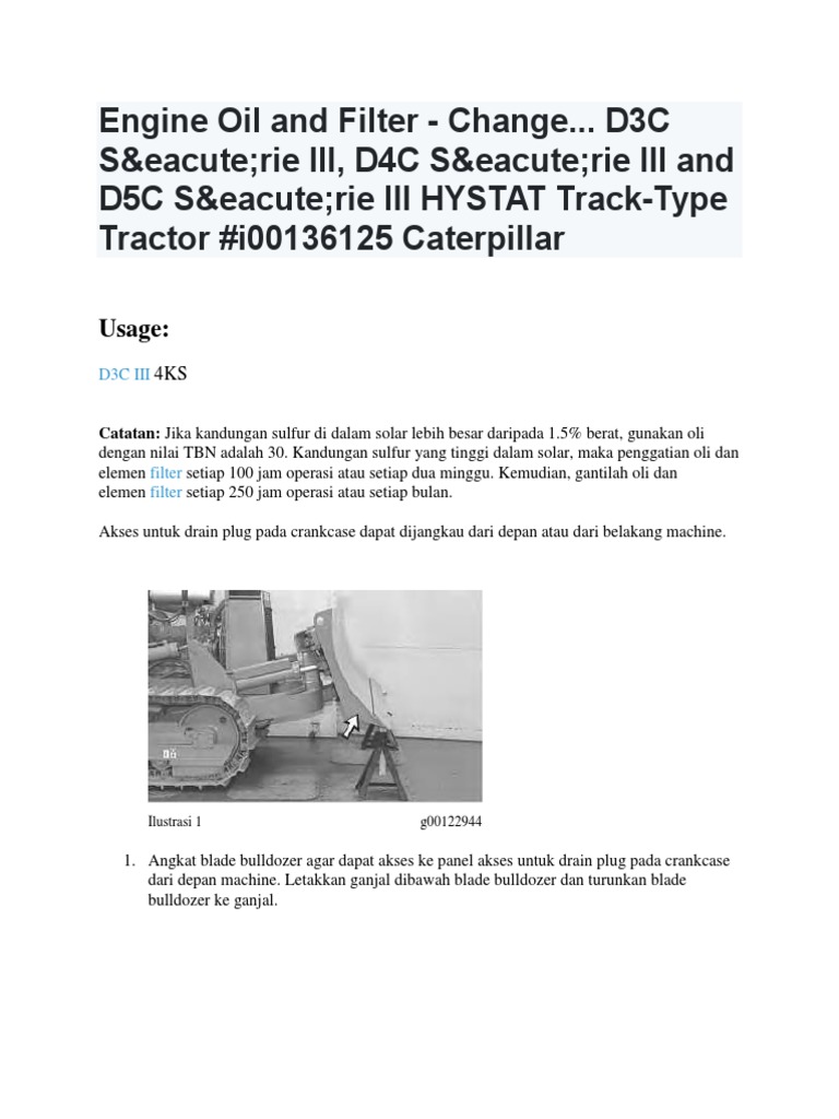 CAT D3C Oli Mesin Dan Filter Bhs Indonesia PDF