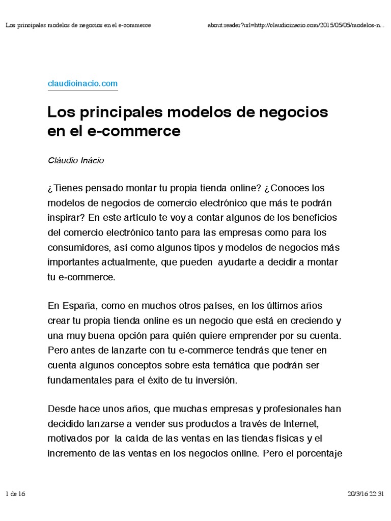 Modelos de Negocio en E-commerce | PDF | Comercio electrónico | Publicidad