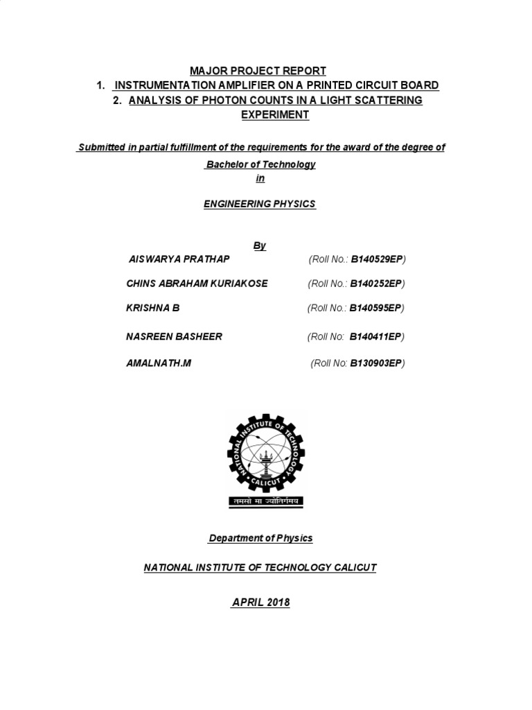 Major Project Report | PDF | Operational Amplifier | Amplifier