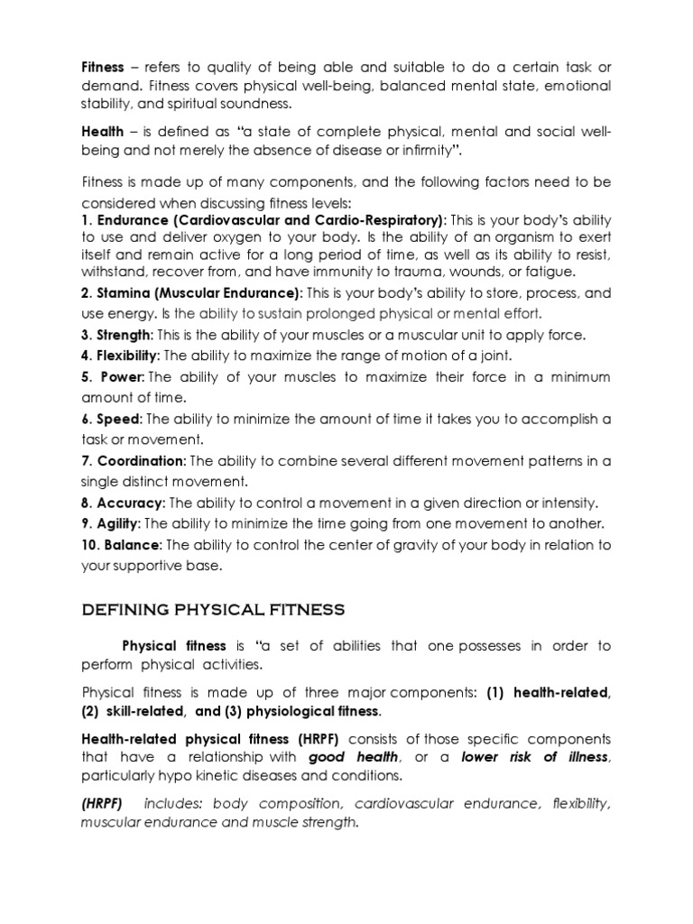 Fitness and Health Notes | PDF | Physical Fitness | Aerobic Exercise