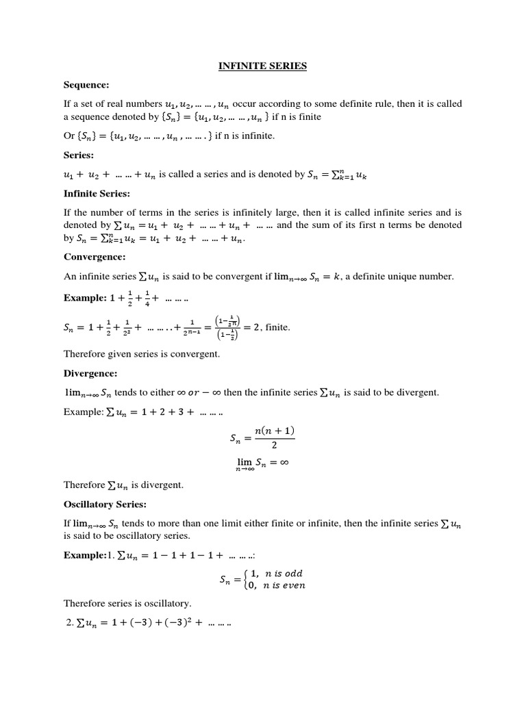Understanding Infinite Series Concepts | PDF | Series (Mathematics ...