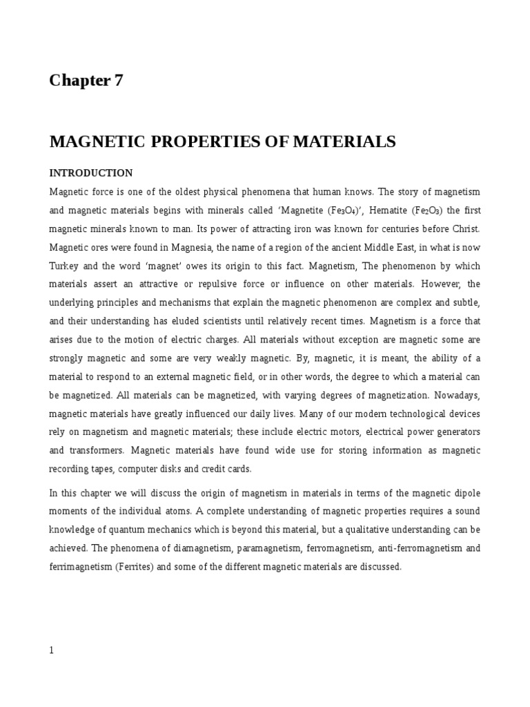 Magnetic Properties of Materials Explained | PDF | Ferromagnetism ...