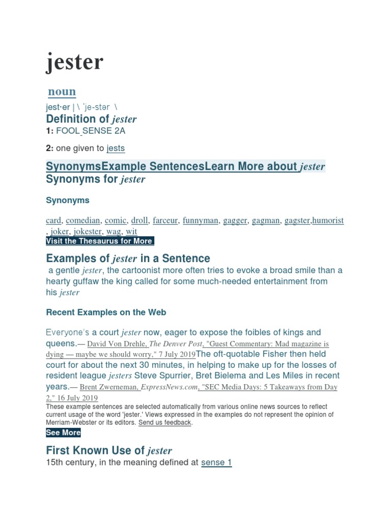 Jester Meaning PDF