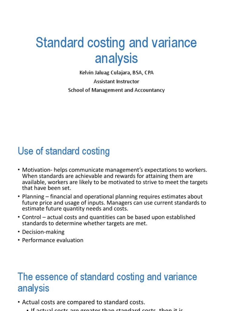 Standard Costing and Variance Analysis Guide | PDF | Cost | Business ...