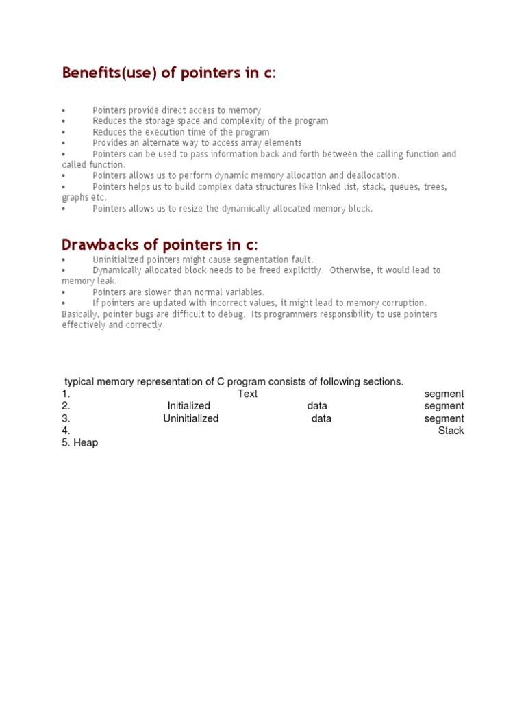 Benefits (Use) of Pointers in C | Download Free PDF | Pointer (Computer ...