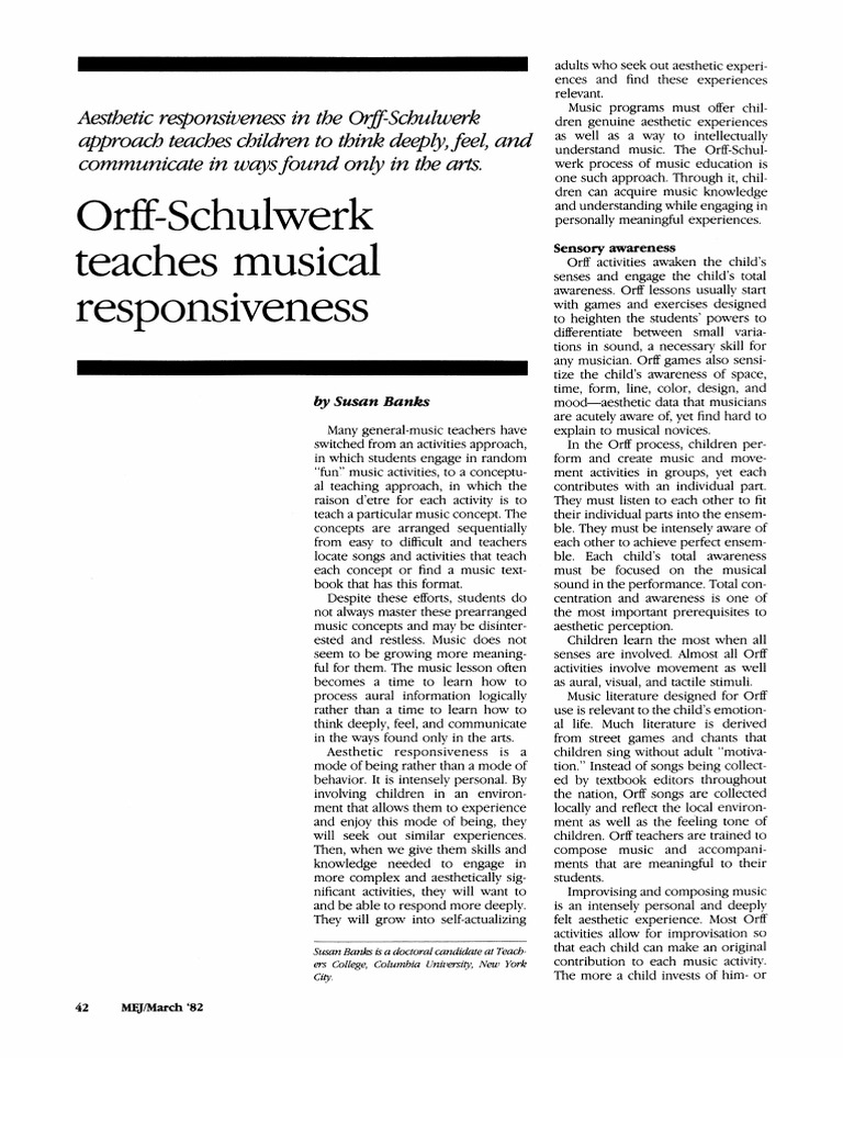 Orff Schulwerk Teaches Musical Responsiveness | PDF | Psychological ...