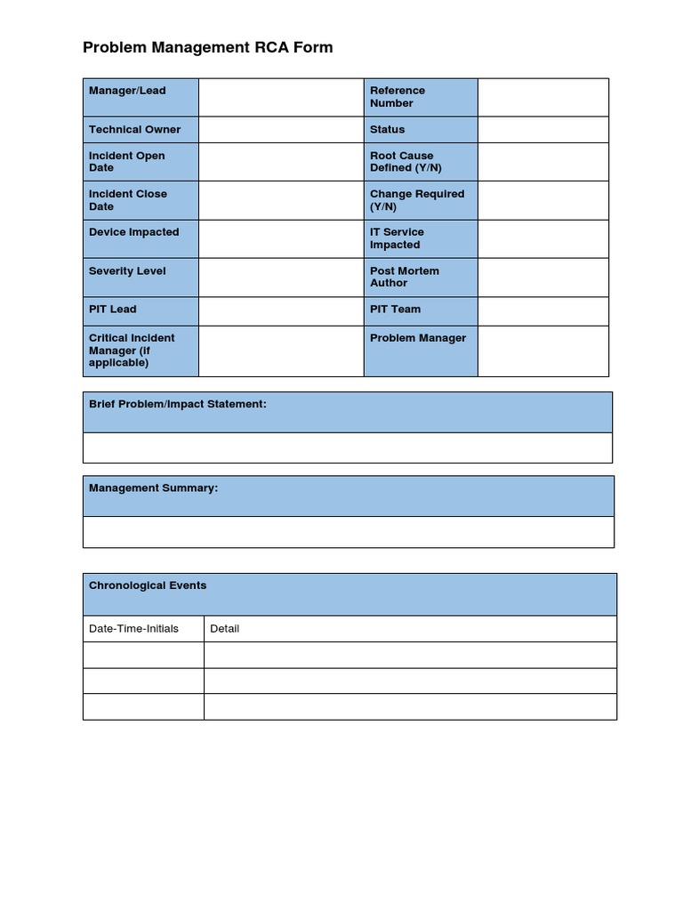 Problem Management RCA Template | PDF | Computers