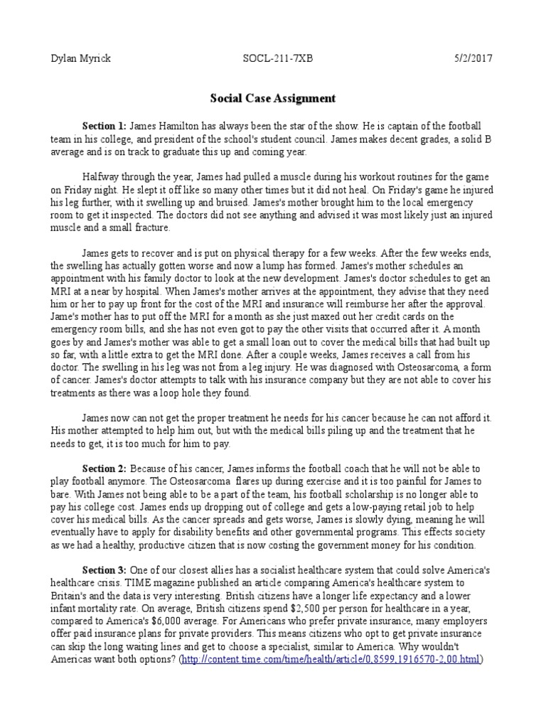 Social Case Simluation FINAL DRAFT | PDF | Bernie Sanders | Health Care