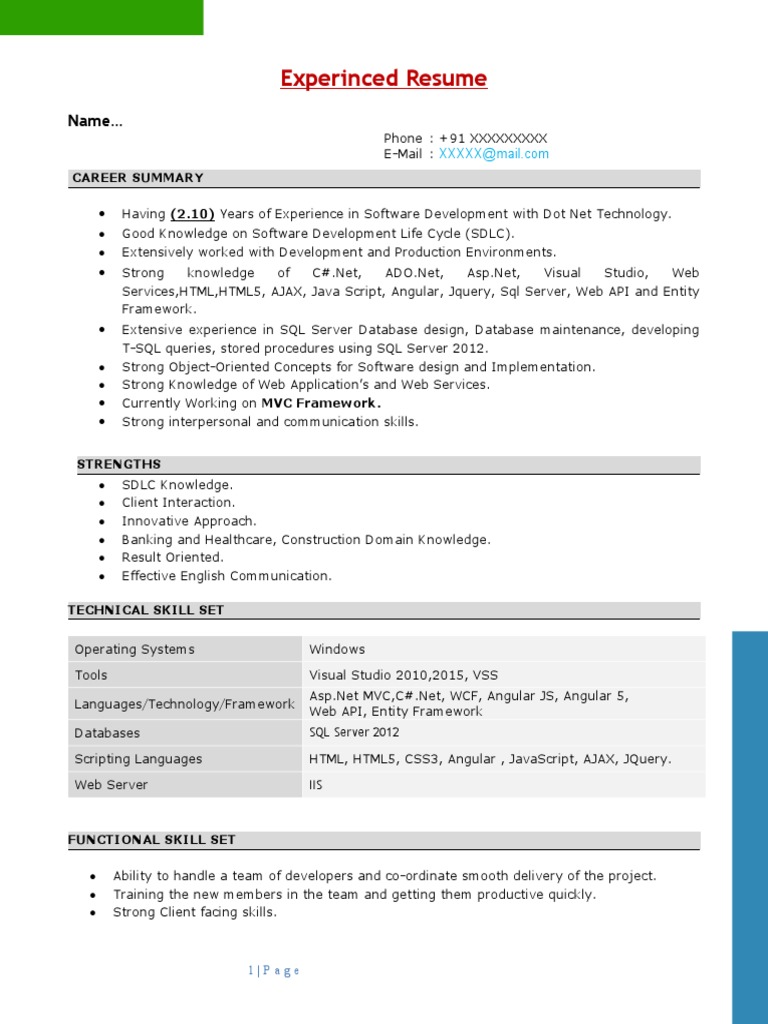 Software Developer Resume Overview | PDF | Web Application | Microsoft ...