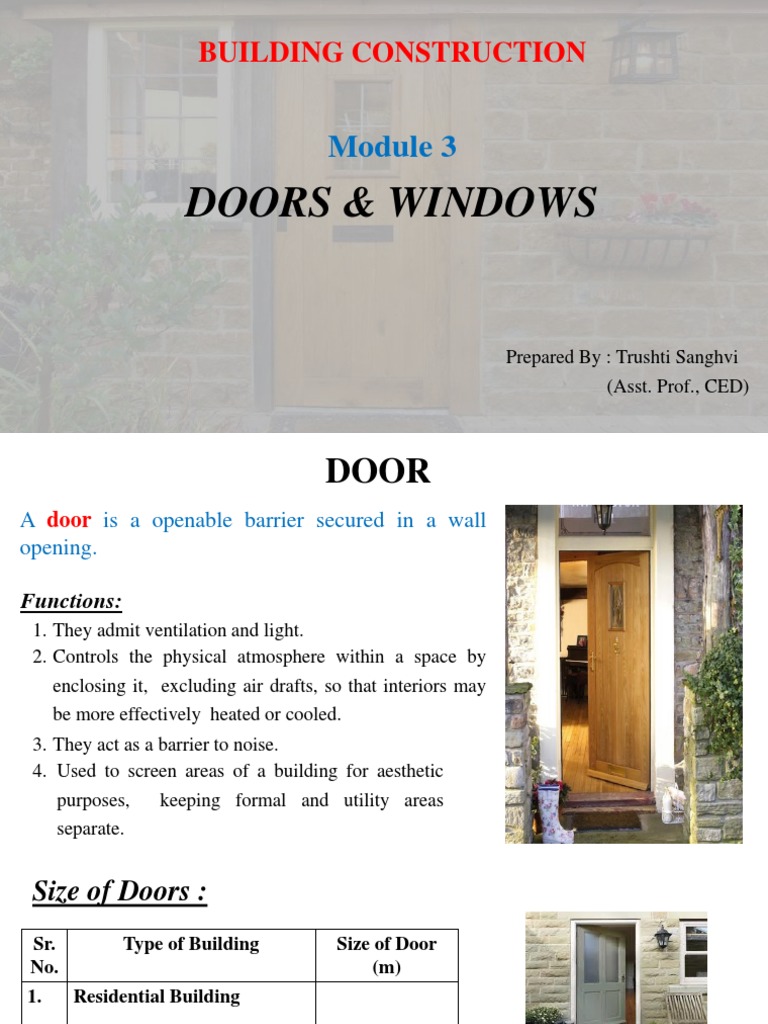 Construction Documents Window Door
