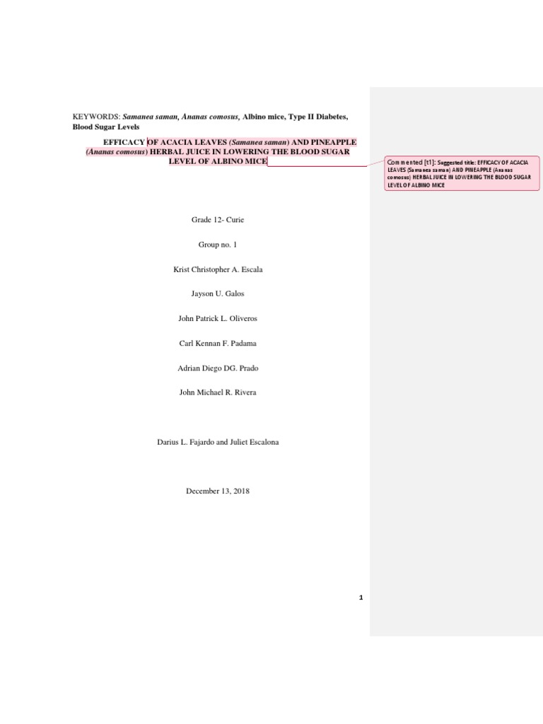 To Be Checked PDF Pineapple Diabetes Mellitus