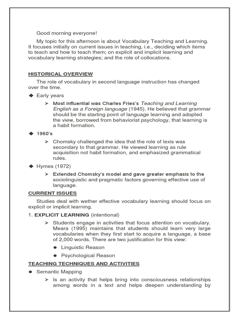 Vocabulary Learning and Teaching | PDF | Vocabulary | Language Acquisition