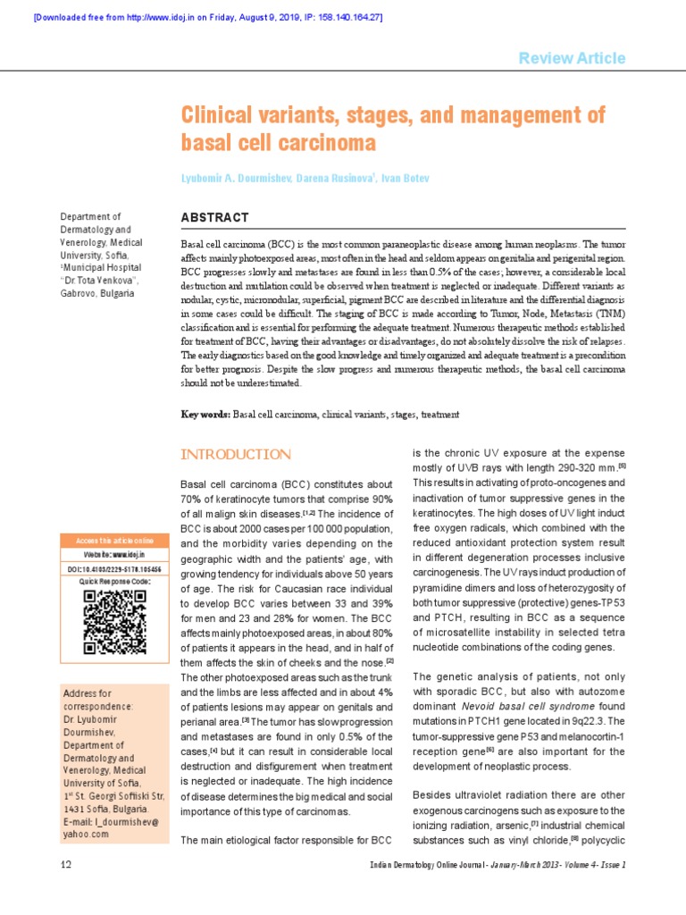 Clinical Variants, Stages, and Management of Basal Cell Carcinoma | PDF ...