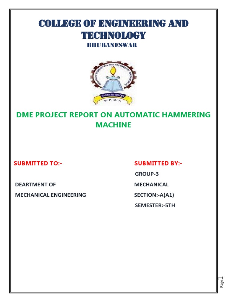 A Project Report On Automatic Hammering Machine PDF Computer Aided Design Electric Motor