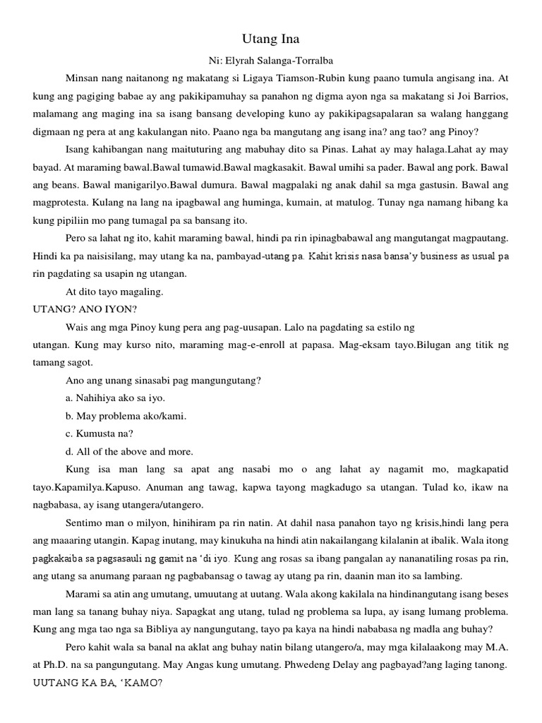 Utang Ina PDF | PDF