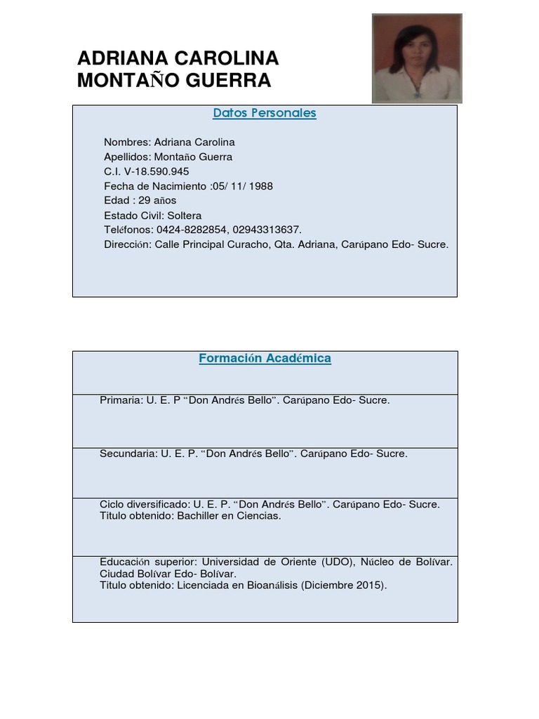 Curriculum Adriana PDF