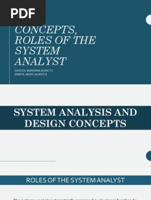 Sa D Concepts Roles Of The System Analyst Final Pdf Intelligence Analysis System