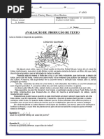 Prova Produção de Texto 3º Bimestre