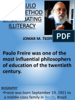 The Paulo Freire Method of Combating Illiteracy: Jomar M. Teofilo, Emt, RN