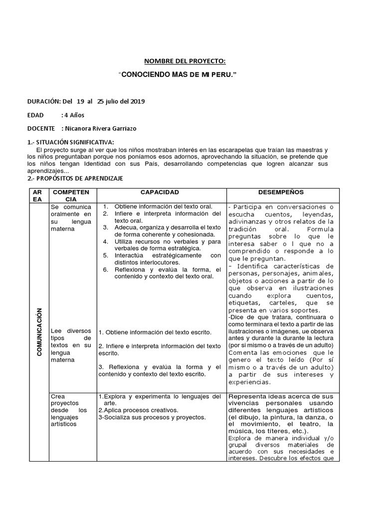 Fiestas Patrias Pdf Perú Aprendizaje