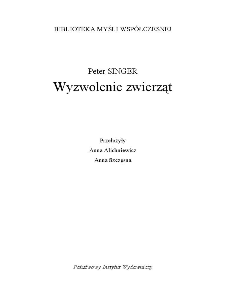 Singer Peter Wyzwolenie Zwierzat Pdf