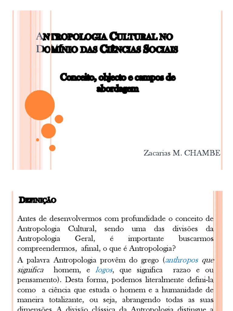 Antropologia Cultural: Conceitos, Objetos de Estudo e Métodos de ...
