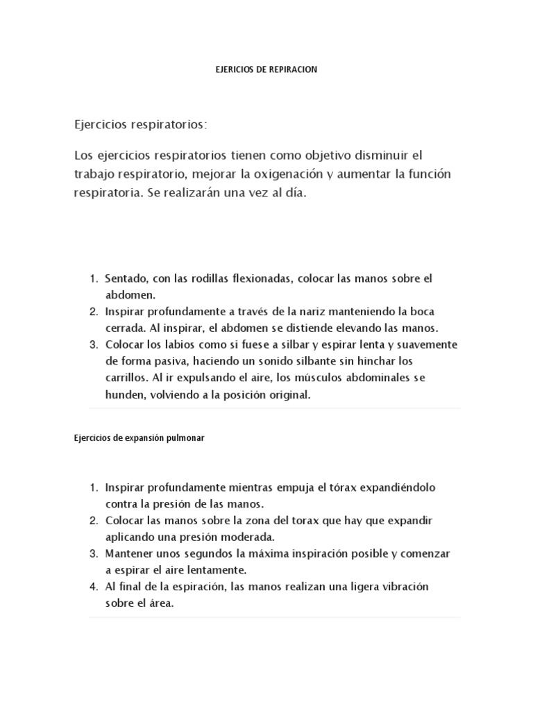Ejercicios de Respiracion | PDF | Salud y bienestar