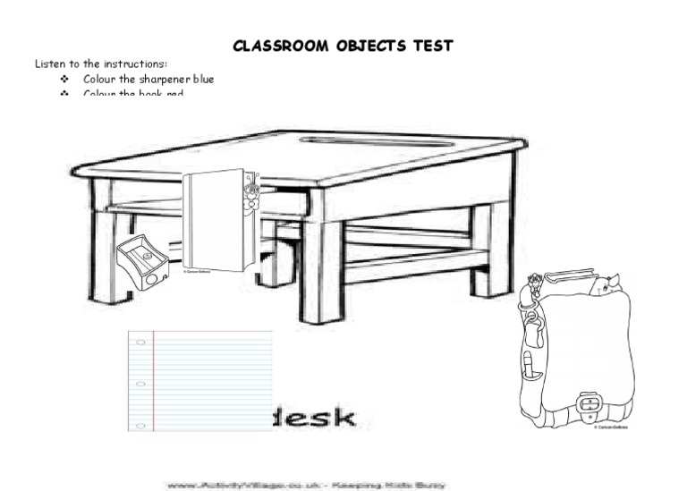 Classroom Objects Coloring Activity | PDF