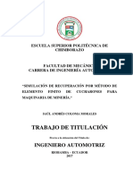 Simulación de recuperación por método de elemento finito de cucharas para maquinaria de minería