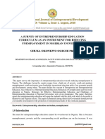 Imsuijed A Survey of Entrepreneurship Education Curriculum As An Instrument For Reducing Unemployment in Nigerian Universities PDF