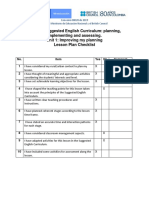 Module: Suggested English Curriculum: Planning, Implementing and Assessing. Unit 1: Improving My Planning Lesson Plan Checklist