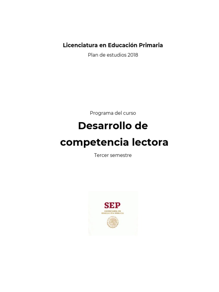 Desarrollo de Competencia Lectora 2018 | PDF | Plan de estudios ...