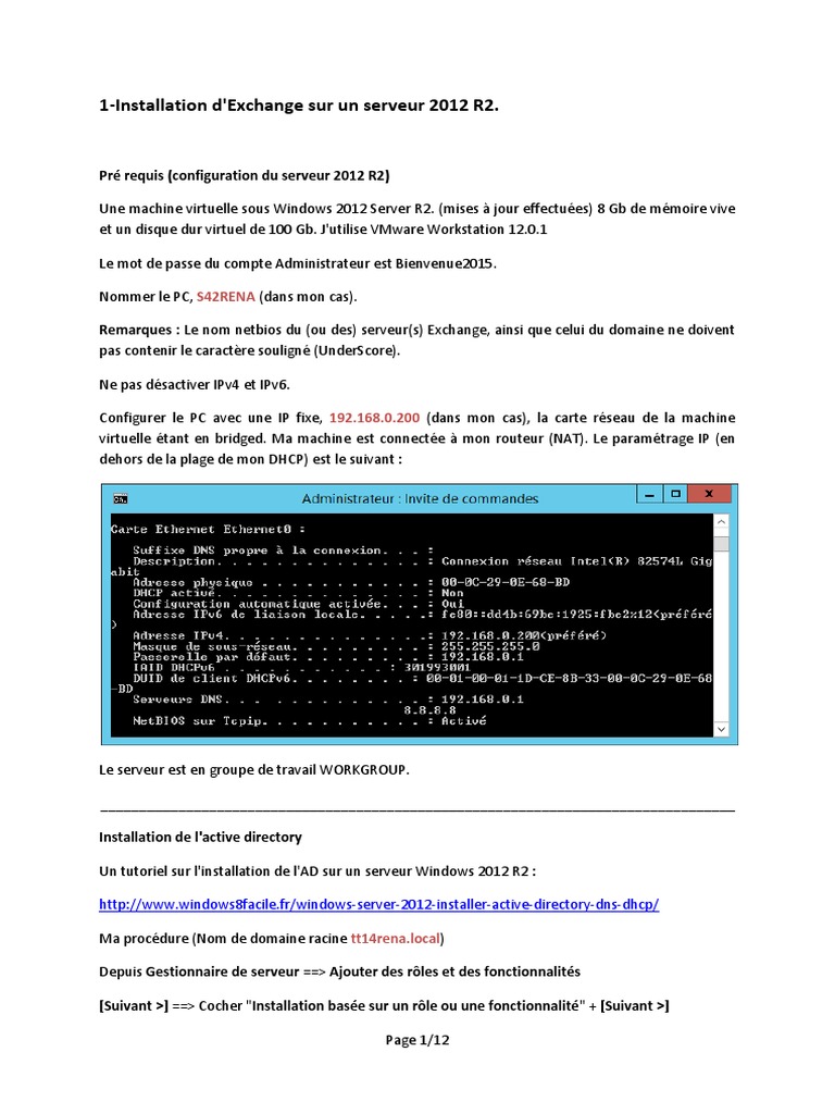 Installation d'Exchange sur Windows 2012 R2 | PDF | Système de noms de ...