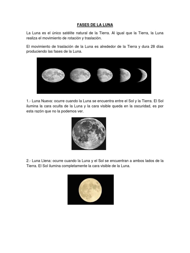 Fases de la Luna para Niños | PDF | Viajes y turismo | Ciencia y ...