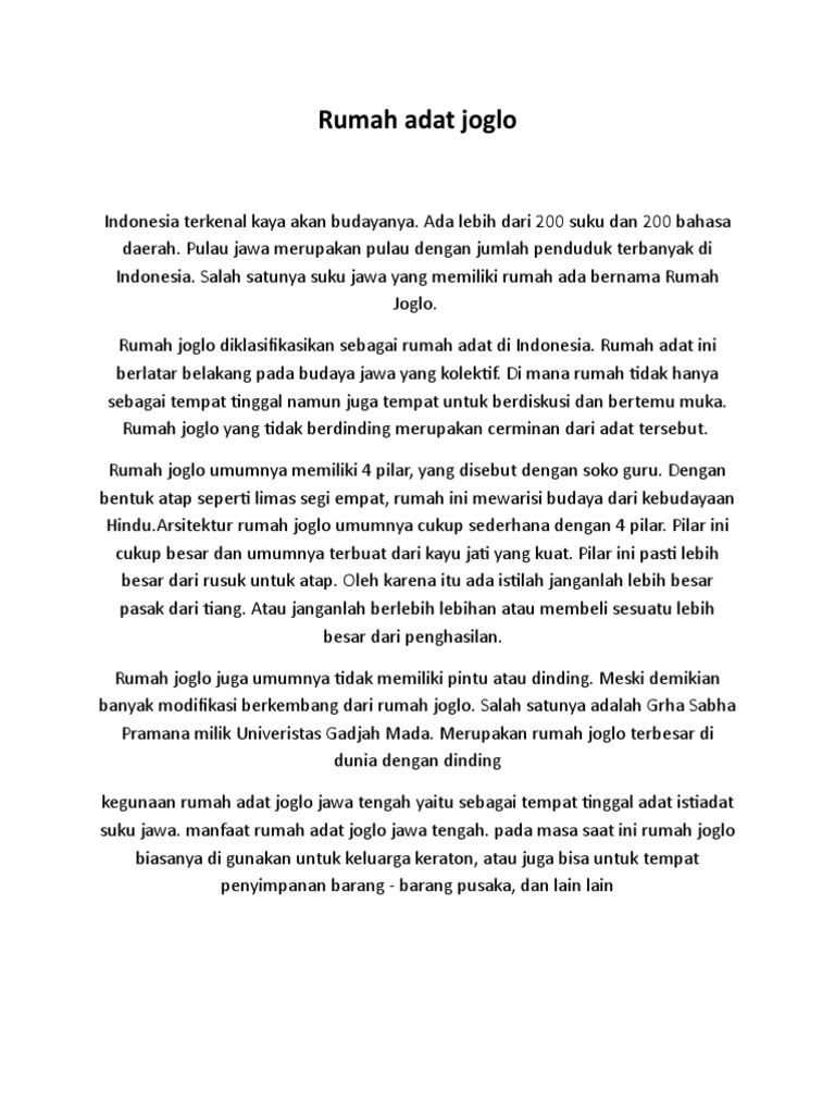 Rumah Adat Joglo Pdf
