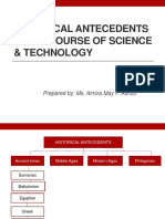 HISTORICAL Antecedents in The Course of Science &