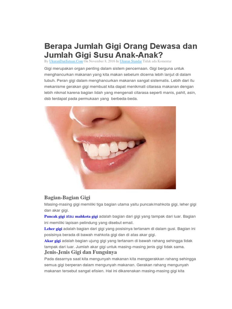 Berapa Jumlah Gigi Orang Dewasa Dan Jumlah Gigi Susu Anak Tahap Pertumbuhan Gigi Anak Usia Pra Sekolah Pdf