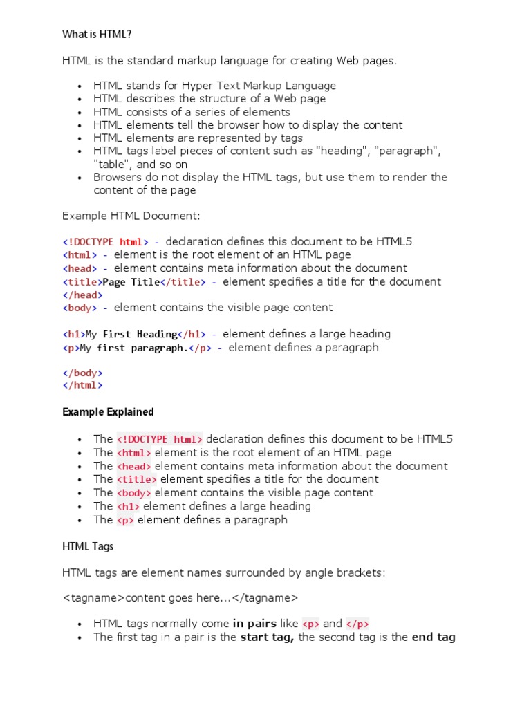 !doctype HTML Head Title /title /head Body h1 /h1 P /P /body /HTML ...