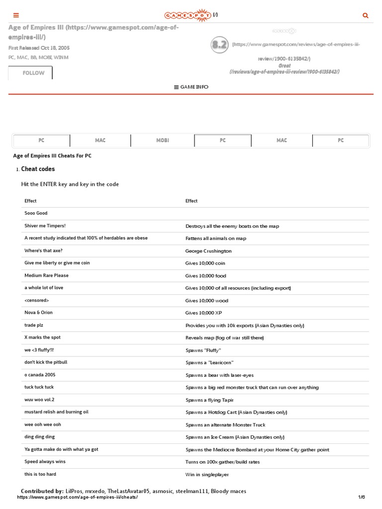 Age Of Empires Iii Cheats Gamespot Strategy Guide Cheating In Video Games