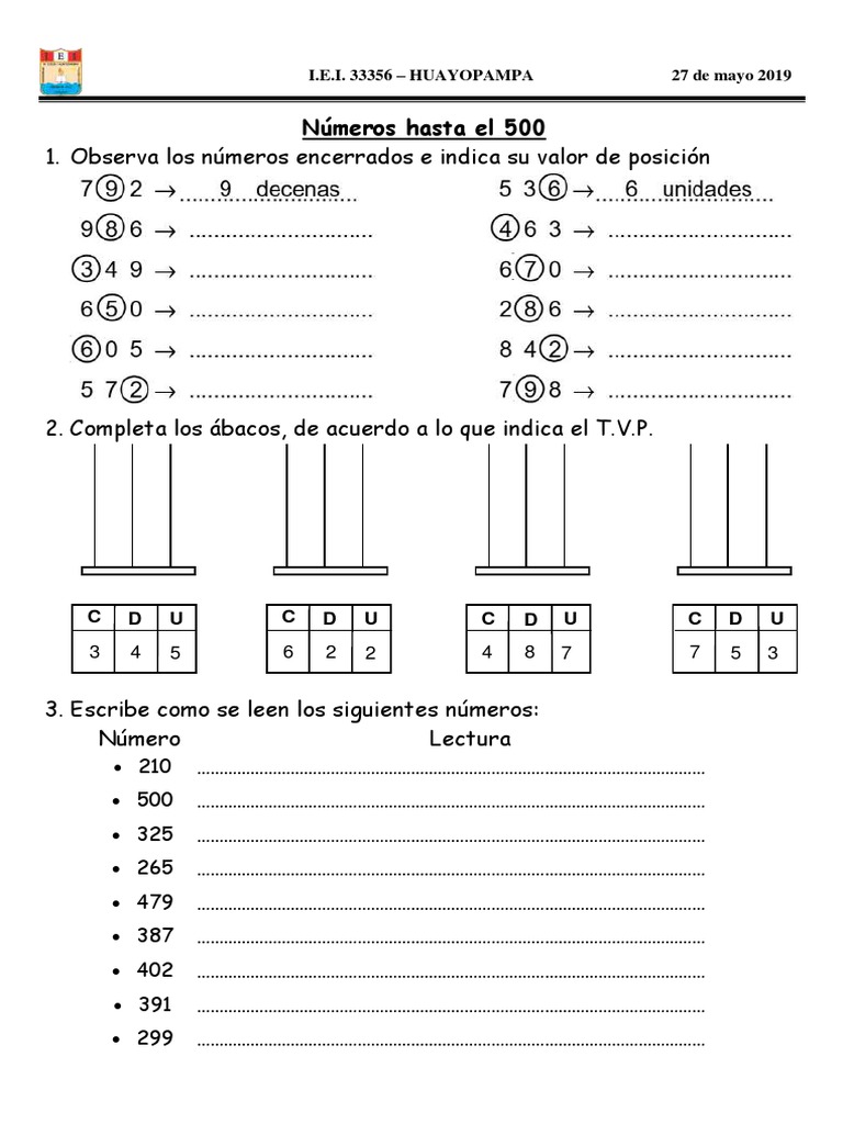 Numeros Hasta El 500 | PDF
