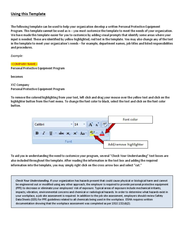 Customizable PPE Program Template | PDF | Personal Protective Equipment ...