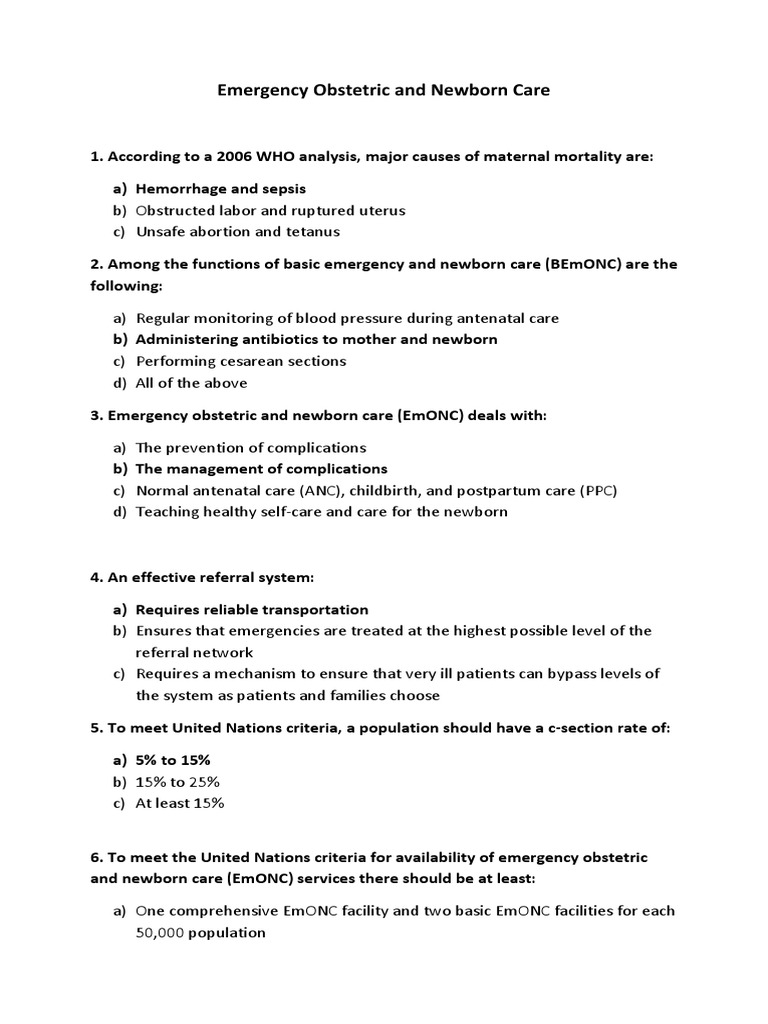 Emergency Obstetric and Newborn Care | PDF | Maternal Death | Childbirth
