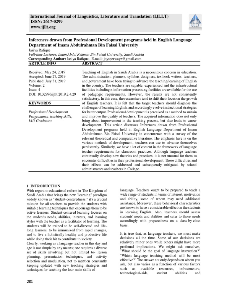 Professional Development in English Teaching | PDF | Teachers ...