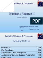 Business Finance II: Institute of Business & Technology