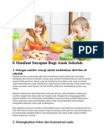 8 Manfaat Sarapan Bagi Anak Sekolah