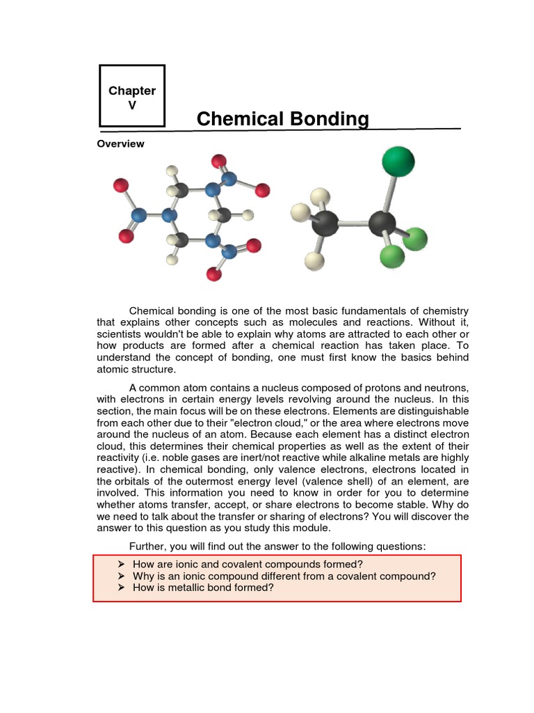 Understanding Chemical Bonding Basics | PDF | Ionic Bonding | Covalent Bond