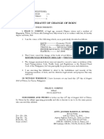 Affidavit of Change Body- Corpuz